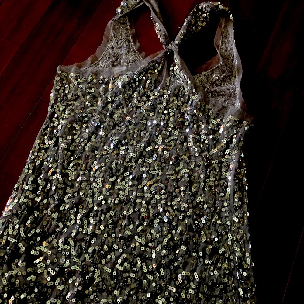 Sequin silver party top ties in the back